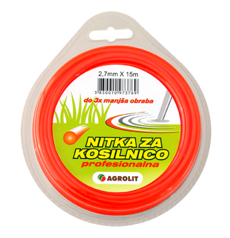 NITKA ZA KOSILNICE 2,7 MM X 15 M (PRO)- OKROGLA - AGROLIT