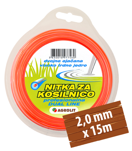 NITKA ZA KOSILNICO DUAL LINE 2,0 MM X 15 M - AGROLIT