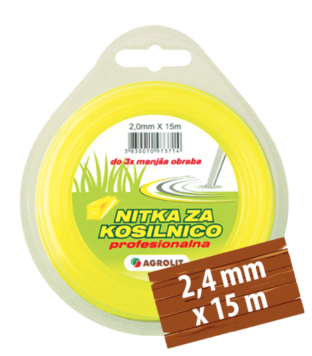 NITKA ZA KOSILNICE 2,4 MM X 15 M (PRO)- OKROGLA - AGROLIT