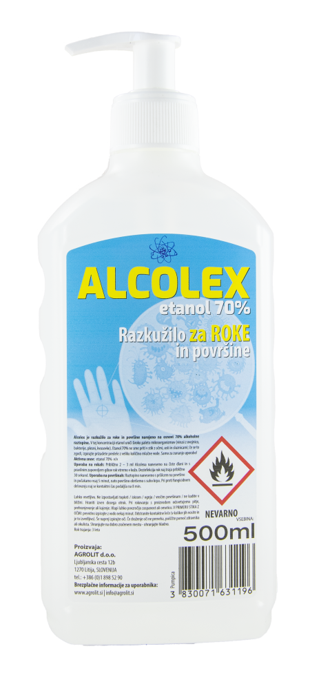 ALCOLEX RAZKUŽILO 70% 0,5L PUMPICA